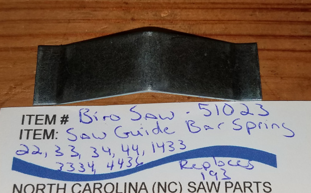 Saw Guide Bar Spring for Biro 22 & 33 Meat Saws. Replaces 193